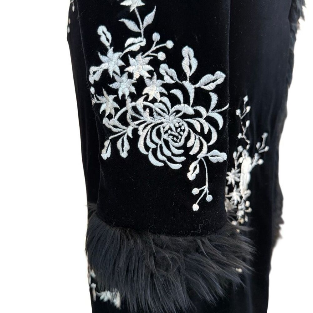 White House Black Market Black Coat with White Embroidery - Picture 3 of 10